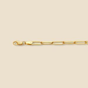 14K Solid Gold 3.0mm Square Paperclip Chain | Elegant Gold Necklace | 24-Inch